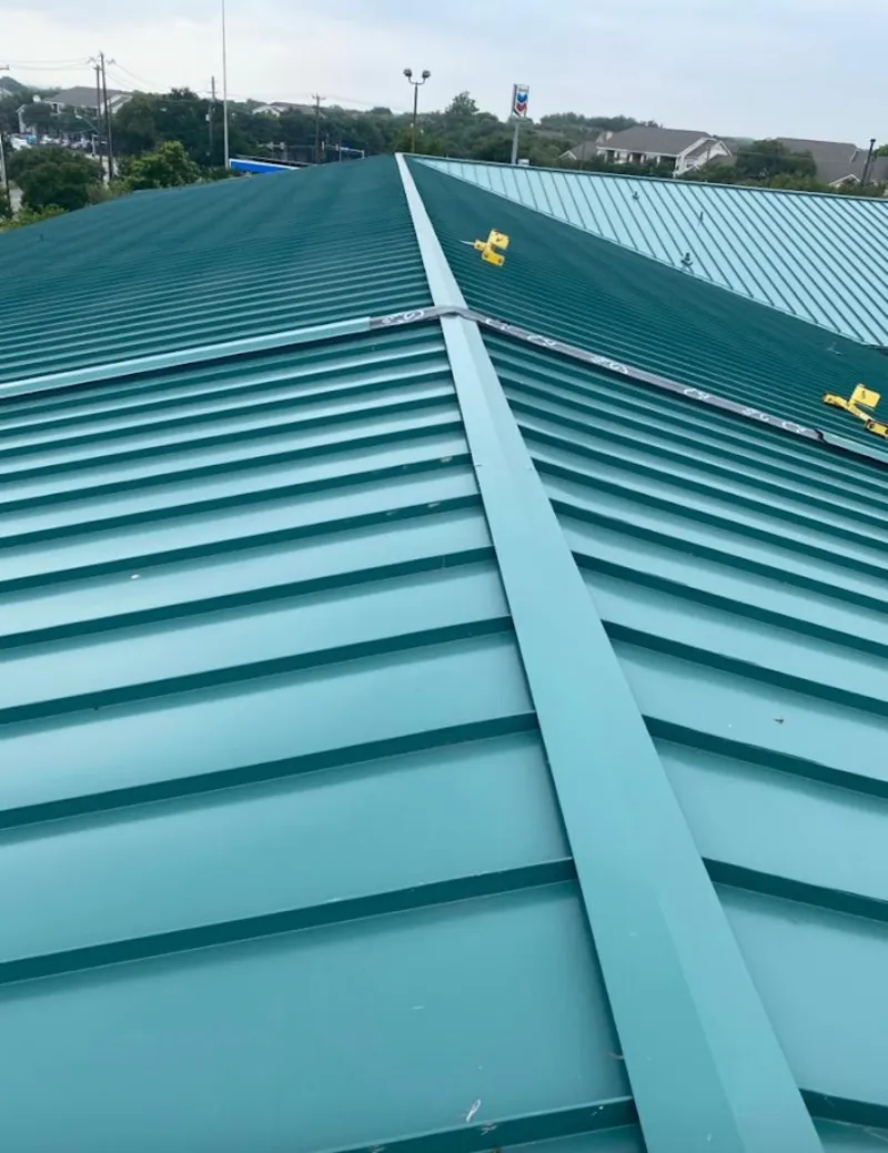 Green commercial metal roof ridge and valley for Metal Roof Repair in Summerlin South